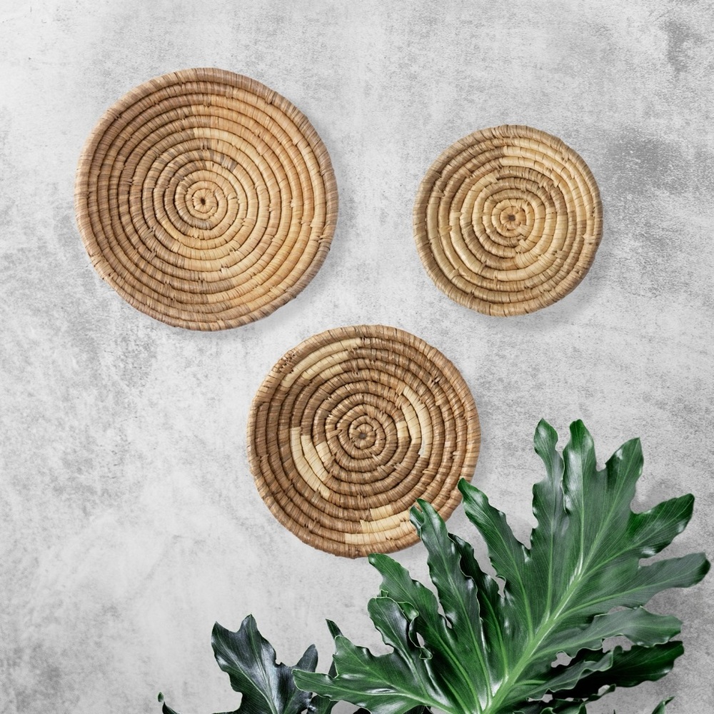 Seagrass & Bamboo Wall Basket Set - Natural